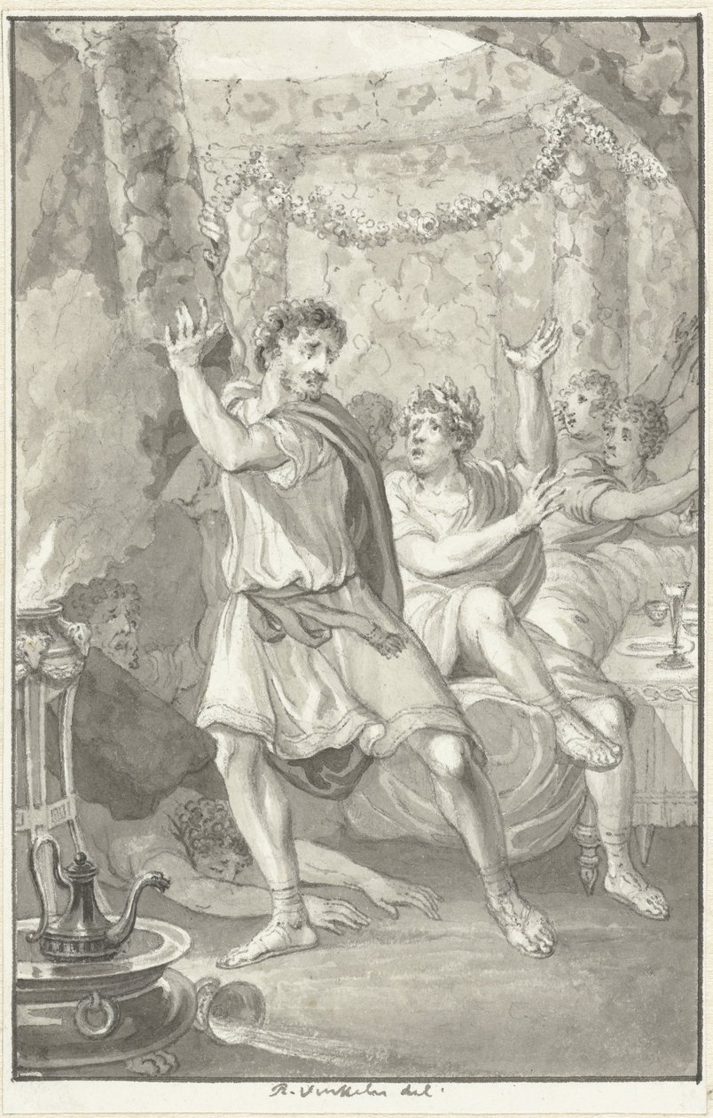 Lucius Aemilius Sejanus redt het leven van Tiberius de Reinier Vinkeles (I)