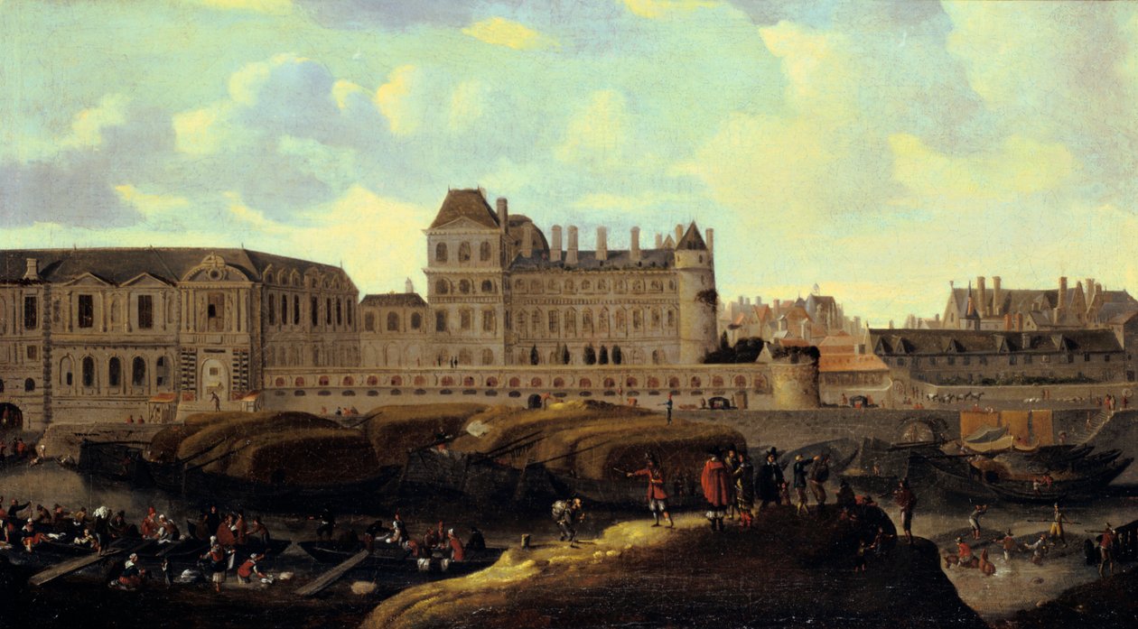 Louvre y Petit Bourbon vistos desde el Sena, París, siglo XVII de Reinier Zeeman