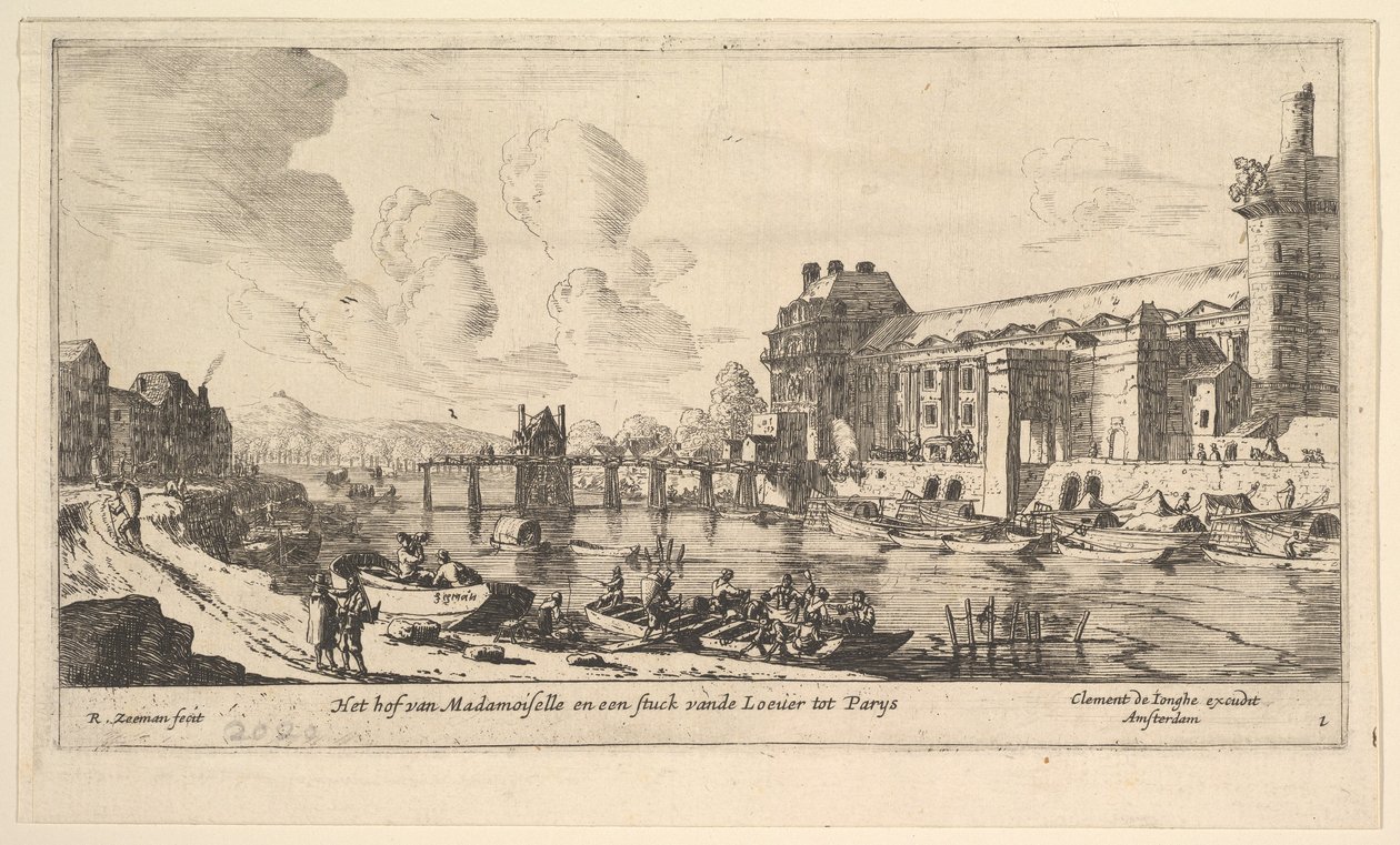 Vista del Louvre y las Tullerías, de Vistas de París y sus alrededores, placa 1 de Reinier Zeeman