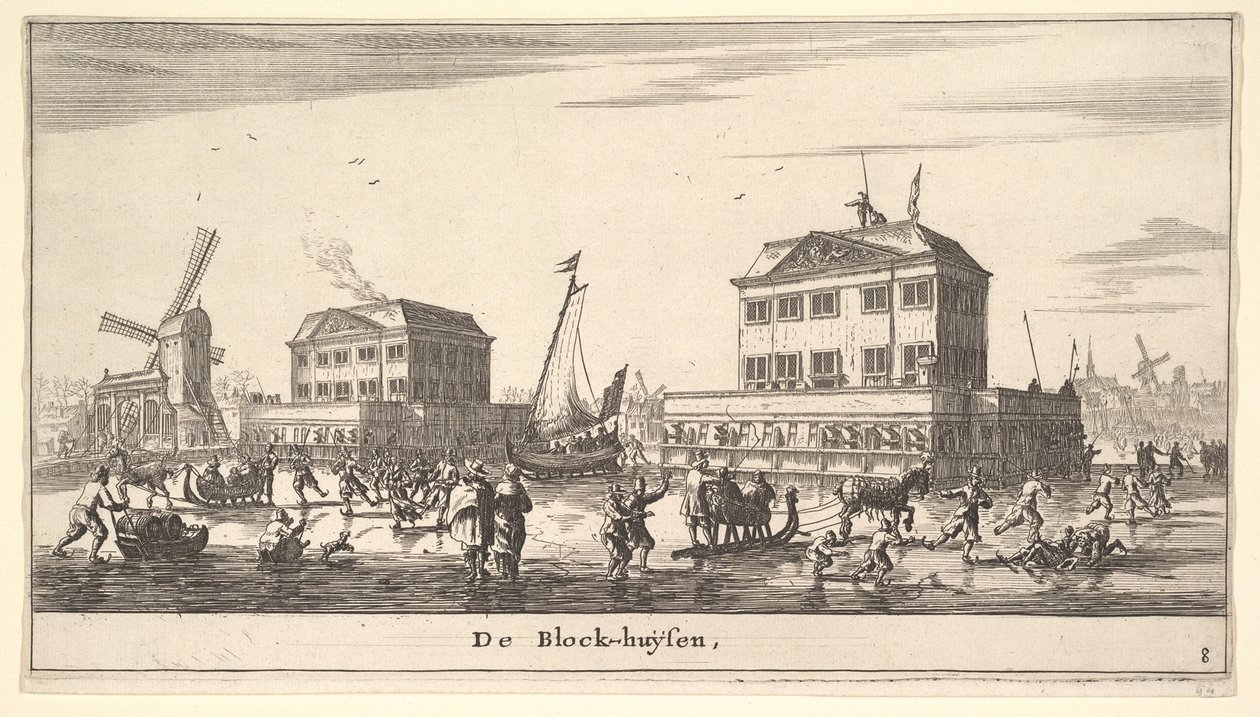 Escena de Invierno en el Blockhouse en Ámsterdam, siglo XVII de Reinier Zeeman