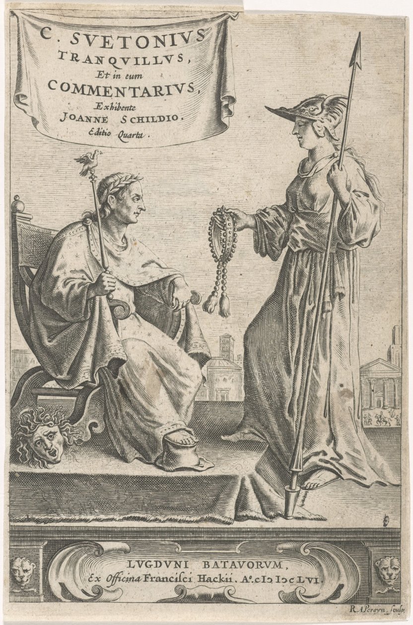 Pedestal con un emperador en su asiento Página de título para: J. Schild, [Ópera], 1656 de Reinier van Persijn