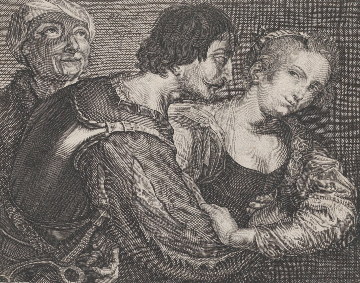 La alcahueta: una anciana, un soldado y una mujer, ca. 1635-68 de Reinier van Persyn