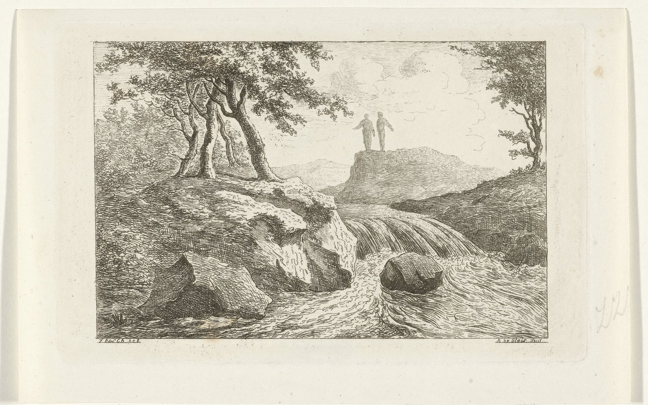paisaje con cascada de Reinierus Albertus Ludovicus baron van Isendoorn à Blois
