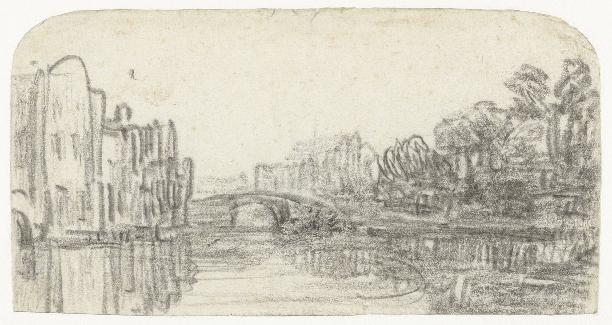 Vista de la Nieuwezijds Voorburgwal en Ámsterdam de Rembrandt van Rijn