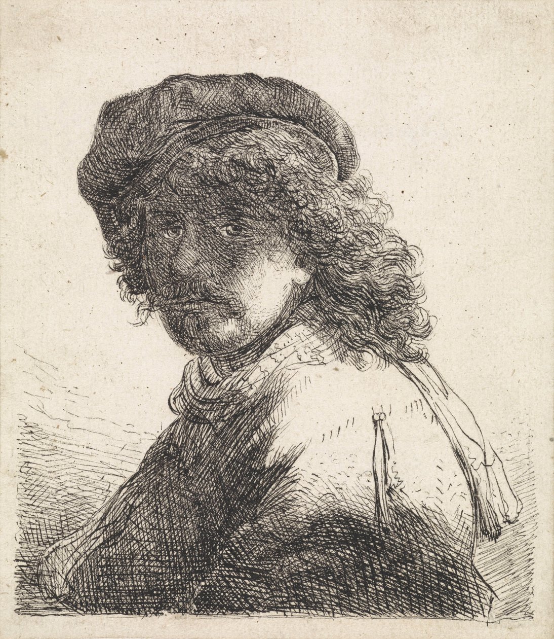 Rembrandt van Rijn con boina y bufanda de Rembrandt van Rijn