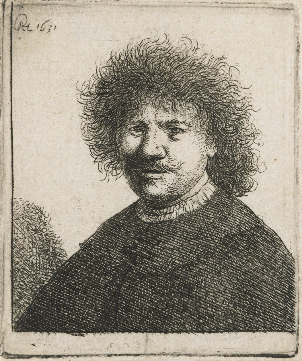 Autorretrato con capa y cuello plano, 1630-31 de Rembrandt van Rijn