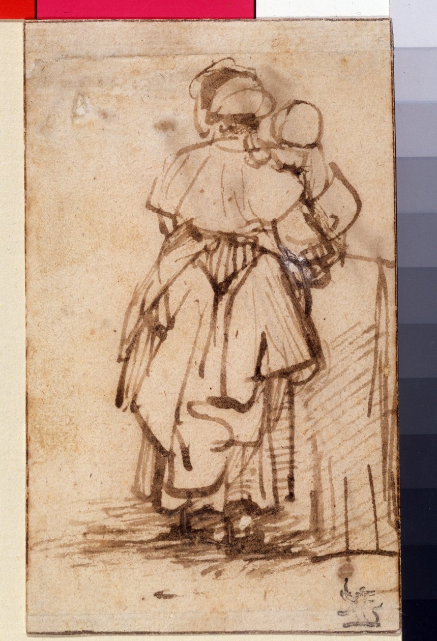 Mujer con un niño en su regazo, c.1640 de Rembrandt van Rijn