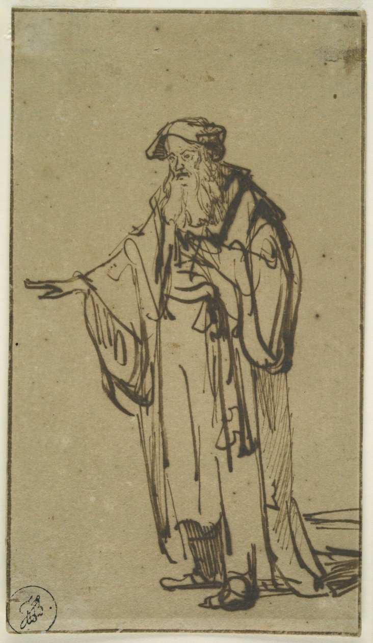 Un anciano de pie de Rembrandt van Rijn