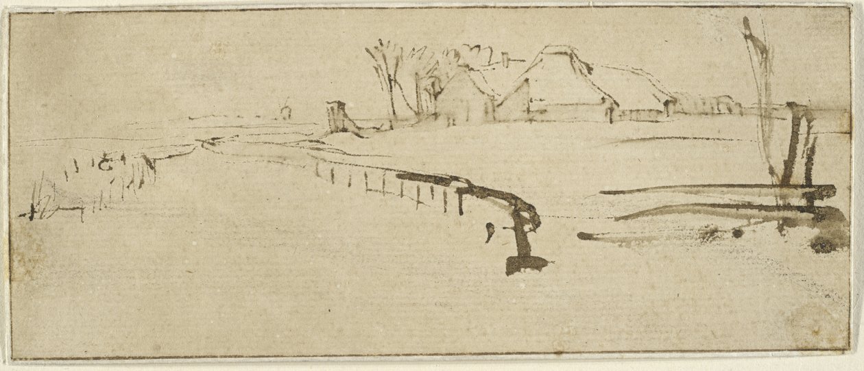Paisaje con una granja (Paisaje de invierno) de Rembrandt van Rijn