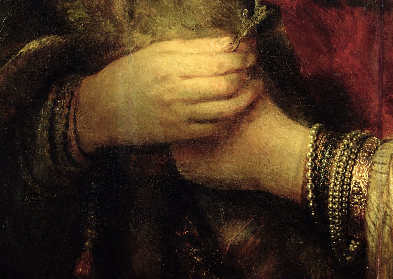 Retrato de Saskia van Uylenburgh (1612-42) con traje rico (detalle) de Rembrandt van Rijn