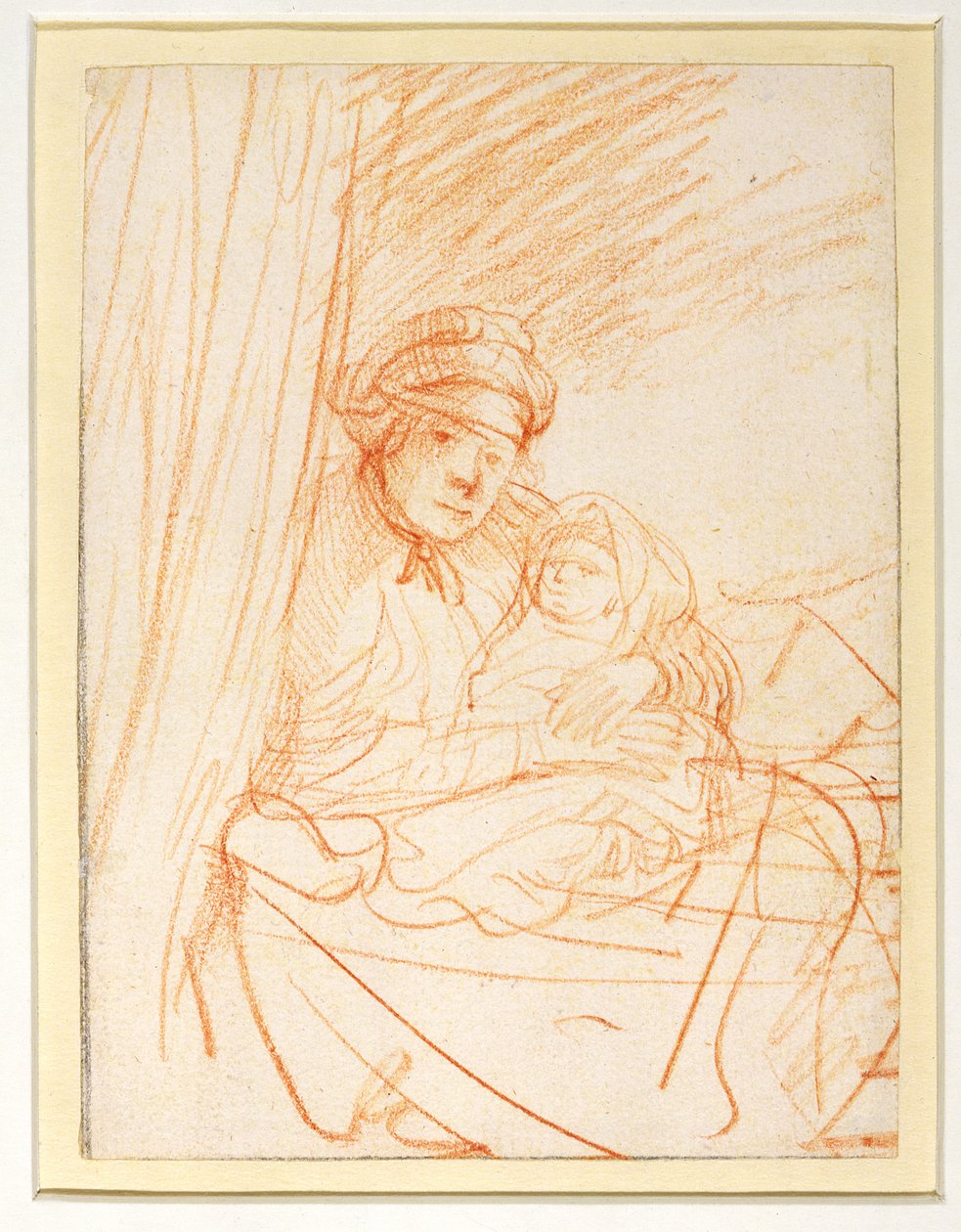 Saskia con su primer hijo Rumbartus, 1635-36 de Rembrandt van Rijn