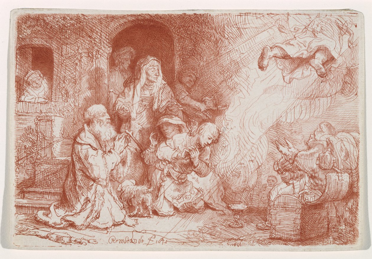 El ángel partiendo de la familia de Tobías, 1641 de Rembrandt van Rijn