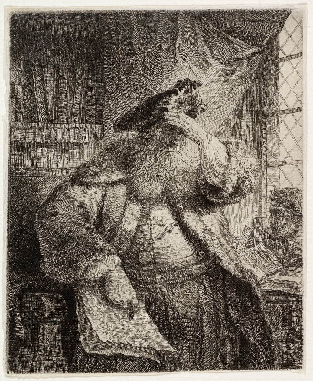 Anciano cubriéndose los ojos con la mano de after Rembrandt van Rijn