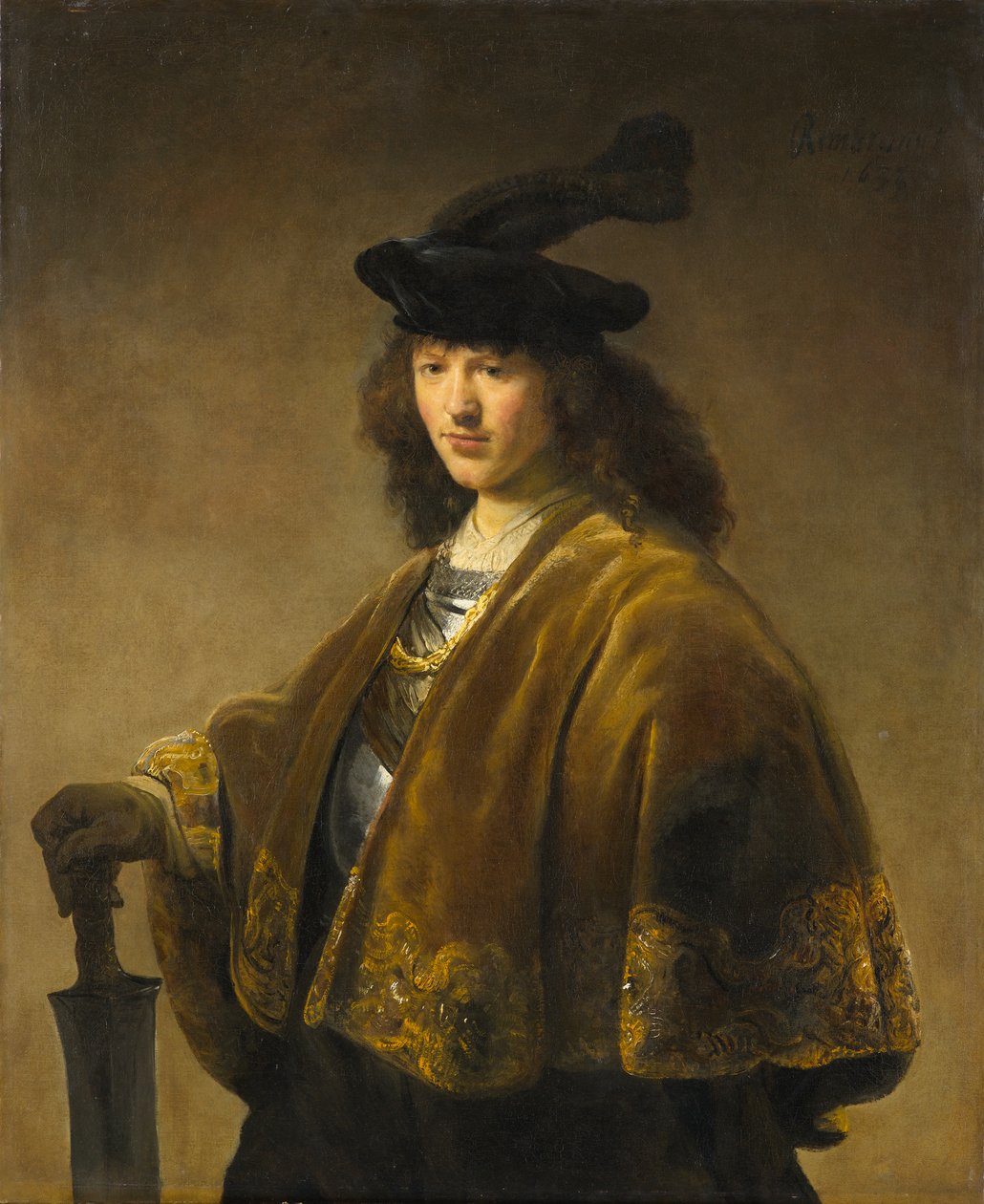 Joven con una espada, c.1633-1645 de Rembrandt Harmensz. van Rijn circle of Rembrandt Harmensz. van Rijn circle of