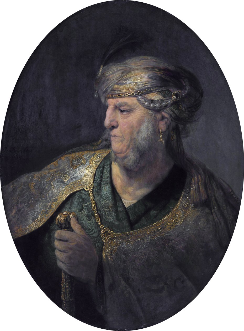 Busto de un hombre con vestimenta oriental de Rembrandt van Rijn