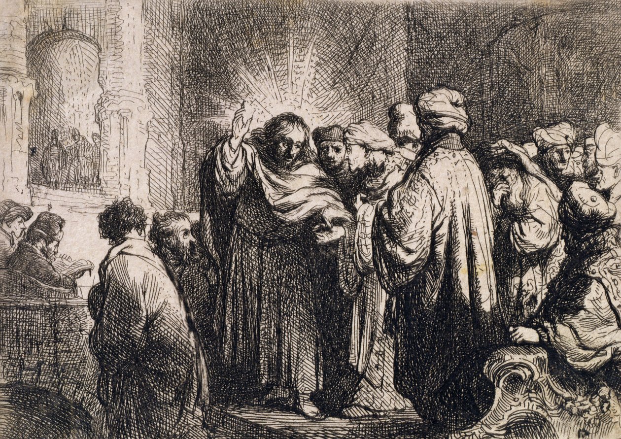 Cristo con los Ancianos, del álbum de recortes de Michael Faraday de Rembrandt van Rijn