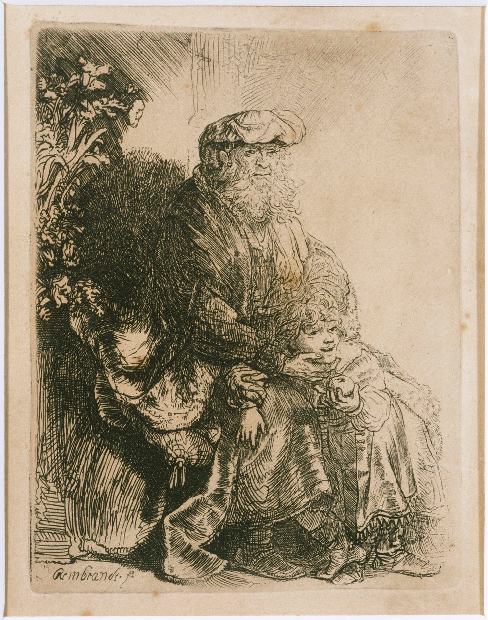 Jacob acariciando a Benjamín de Rembrandt van Rijn