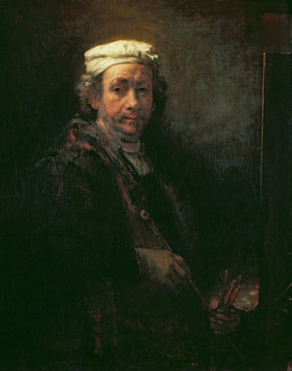 Retrato del artista en su caballete de Rembrandt van Rijn