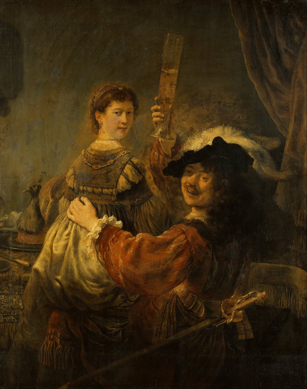Rembrandt y Saskia en la escena del hijo pródigo de Rembrandt van Rijn