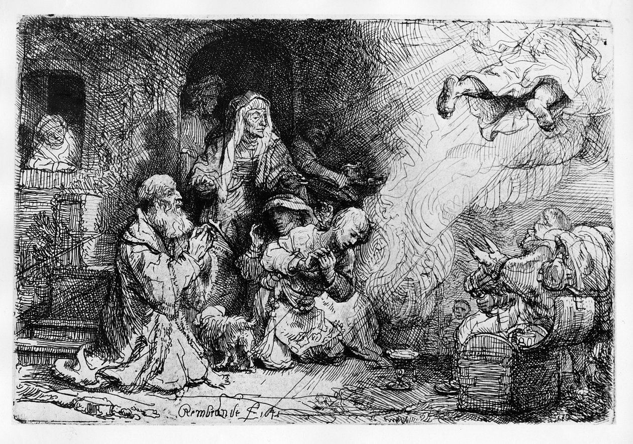 El ángel partiendo de la familia de Tobías, 1641 de Rembrandt van Rijn