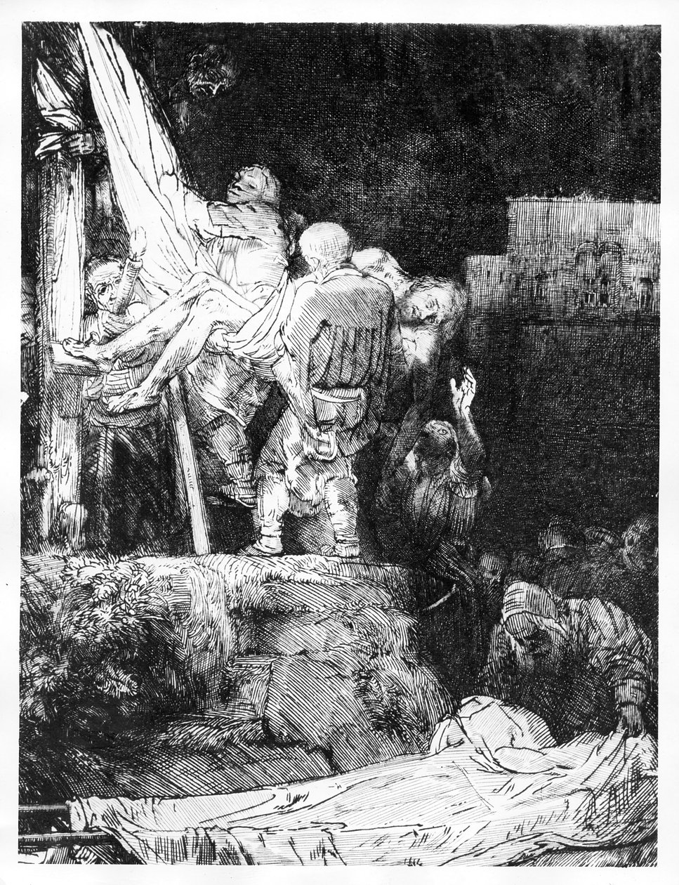 El Descendimiento de la Cruz con una antorcha, 1654 de Rembrandt van Rijn