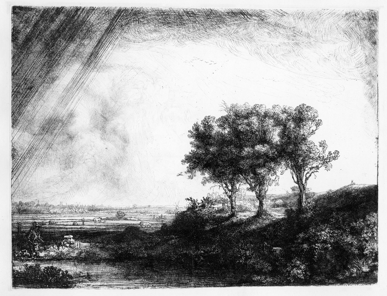 Los tres árboles, grabado por James Bretherton de Rembrandt van Rijn