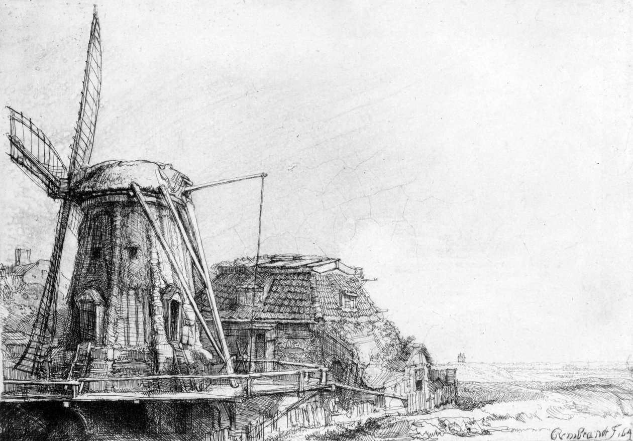 El molino de viento, 1641 de Rembrandt van Rijn
