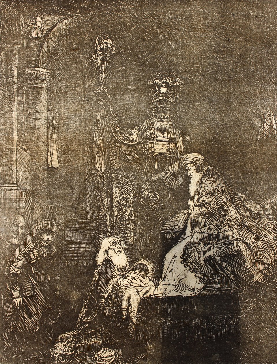 La Presentación en el Templo en la Oscuridad de Rembrandt van Rijn