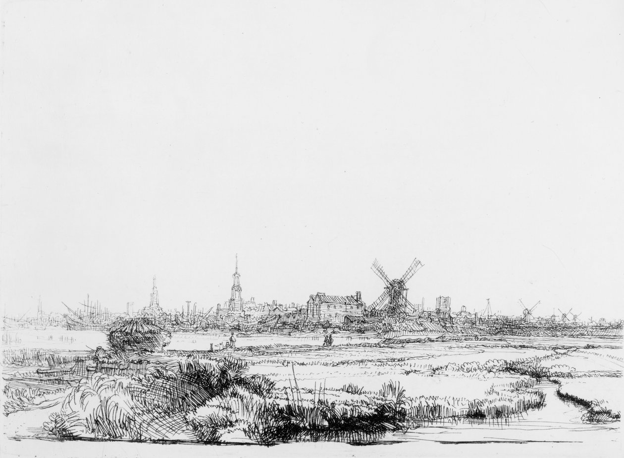 Vista de Ámsterdam, c.1640 de Rembrandt van Rijn