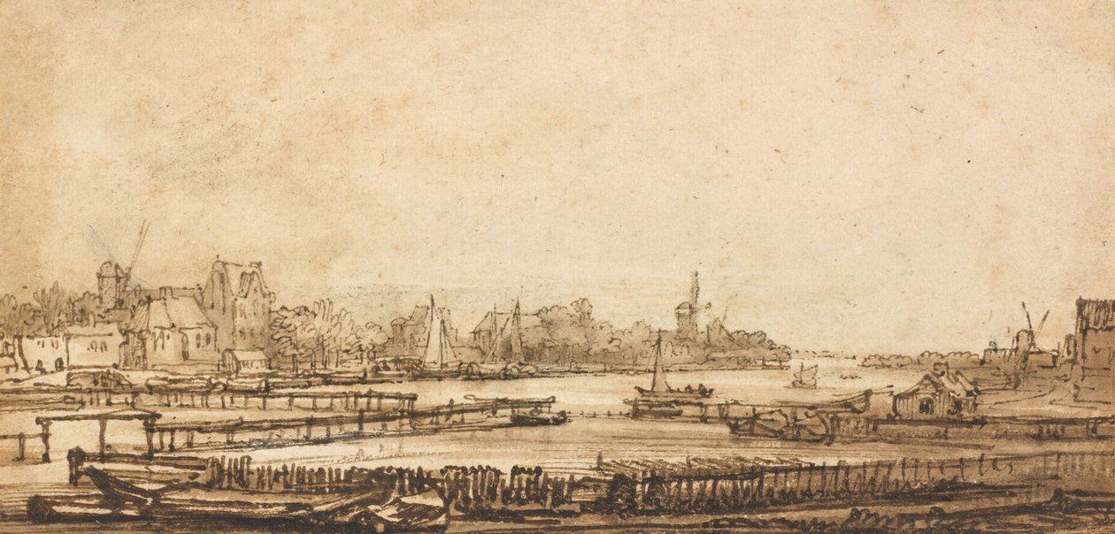 Vista sobre el Amstel desde la muralla de Rembrandt van Rijn
