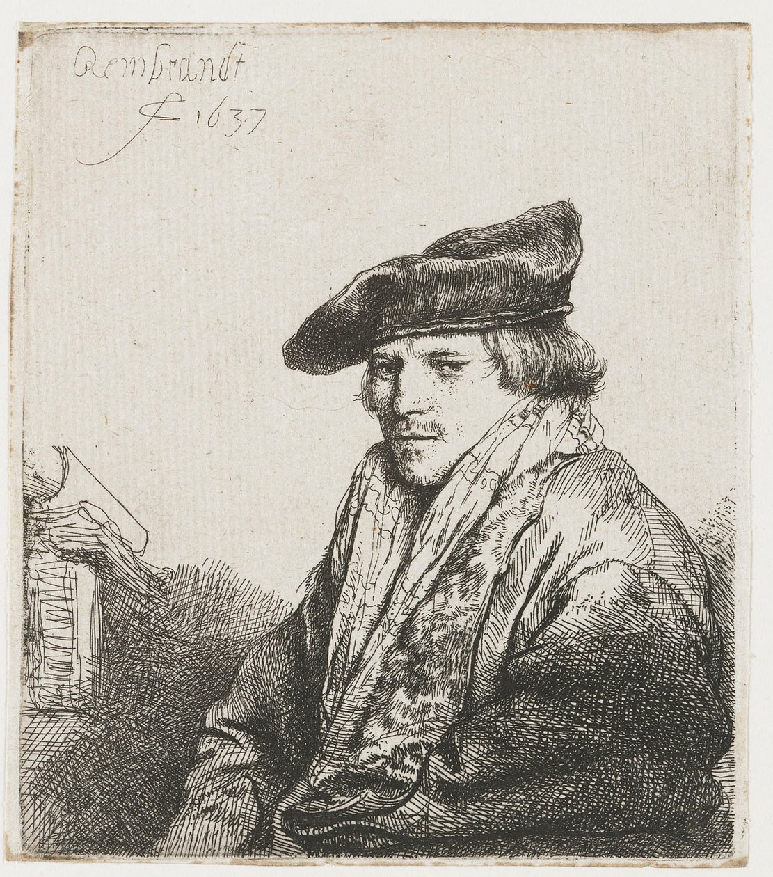 Joven con gorro de terciopelo de Rembrandt van Rijn