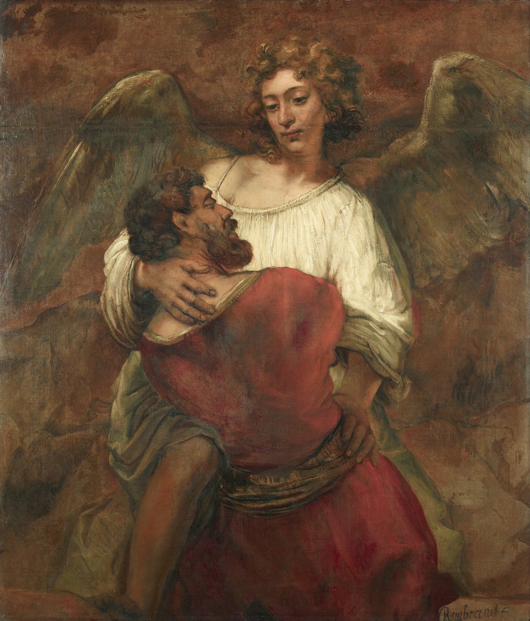 Jacob lucha con el ángel de Rembrandt