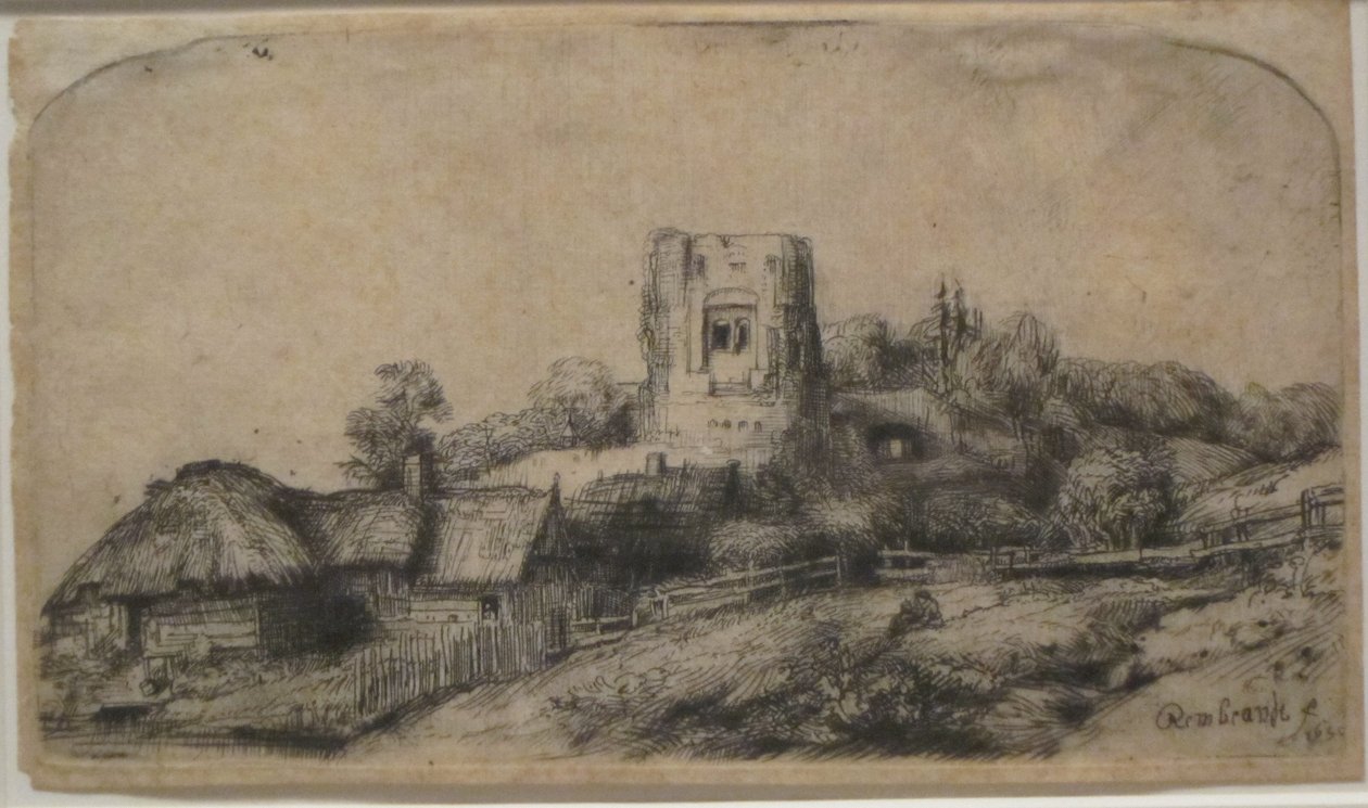 Paisaje con una torre cuadrada de Rembrandt
