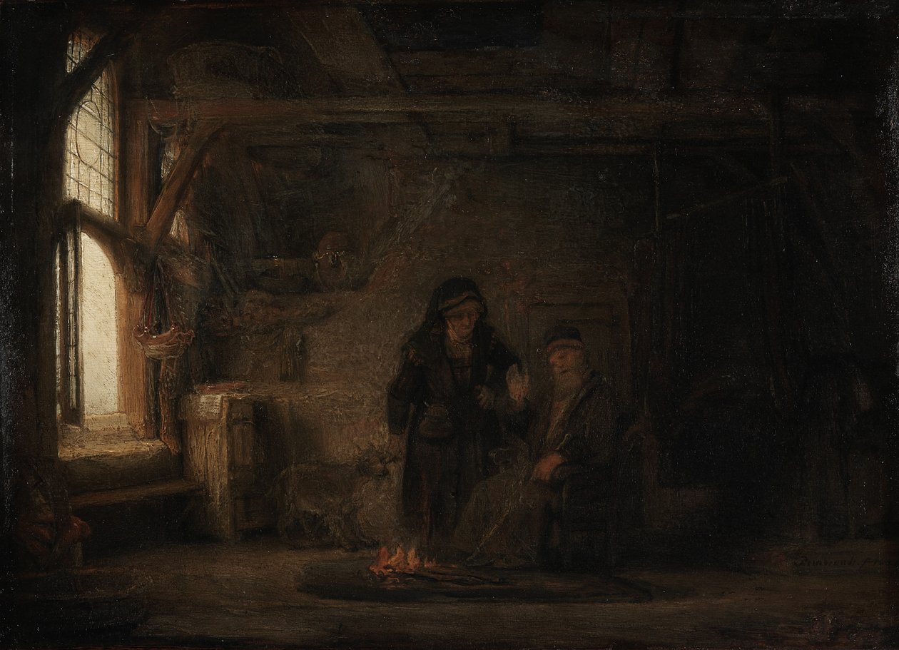 La esposa de Tobías con una cabra de Rembrandt
