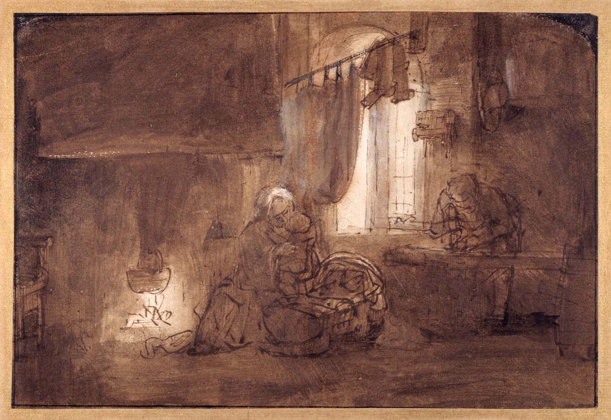La Sagrada Familia en el taller del carpintero de Rembrandt Harmensz. van Rijn (school of)