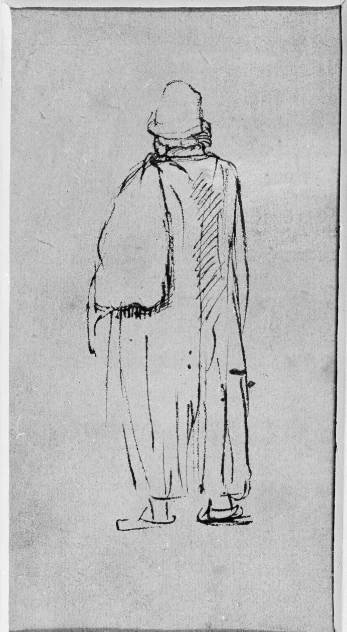 Un hombre visto desde atrás, caminando hacia la izquierda de Rembrandt Harmensz. van Rijn