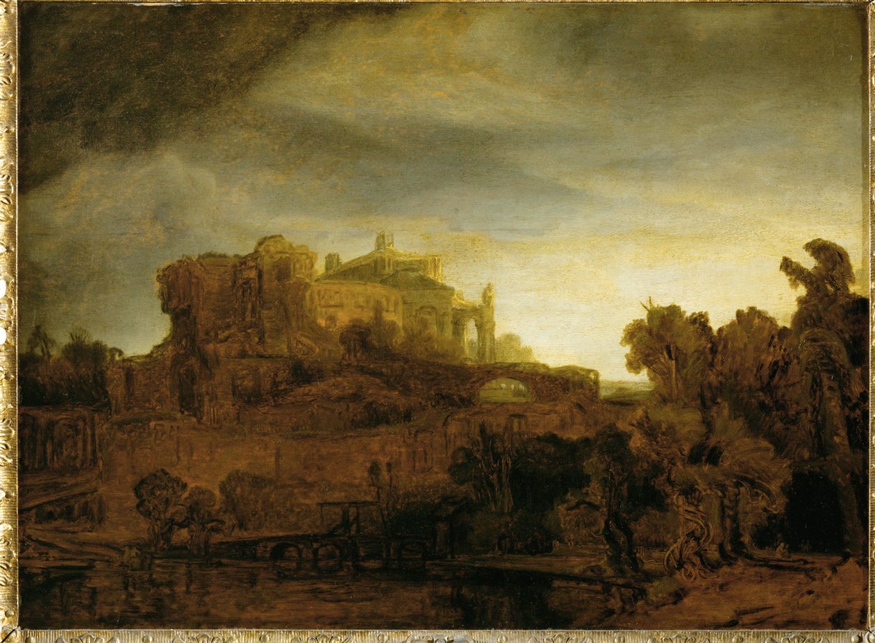 Castillo en el crepúsculo ... de Rembrandt Harmensz. van Rijn