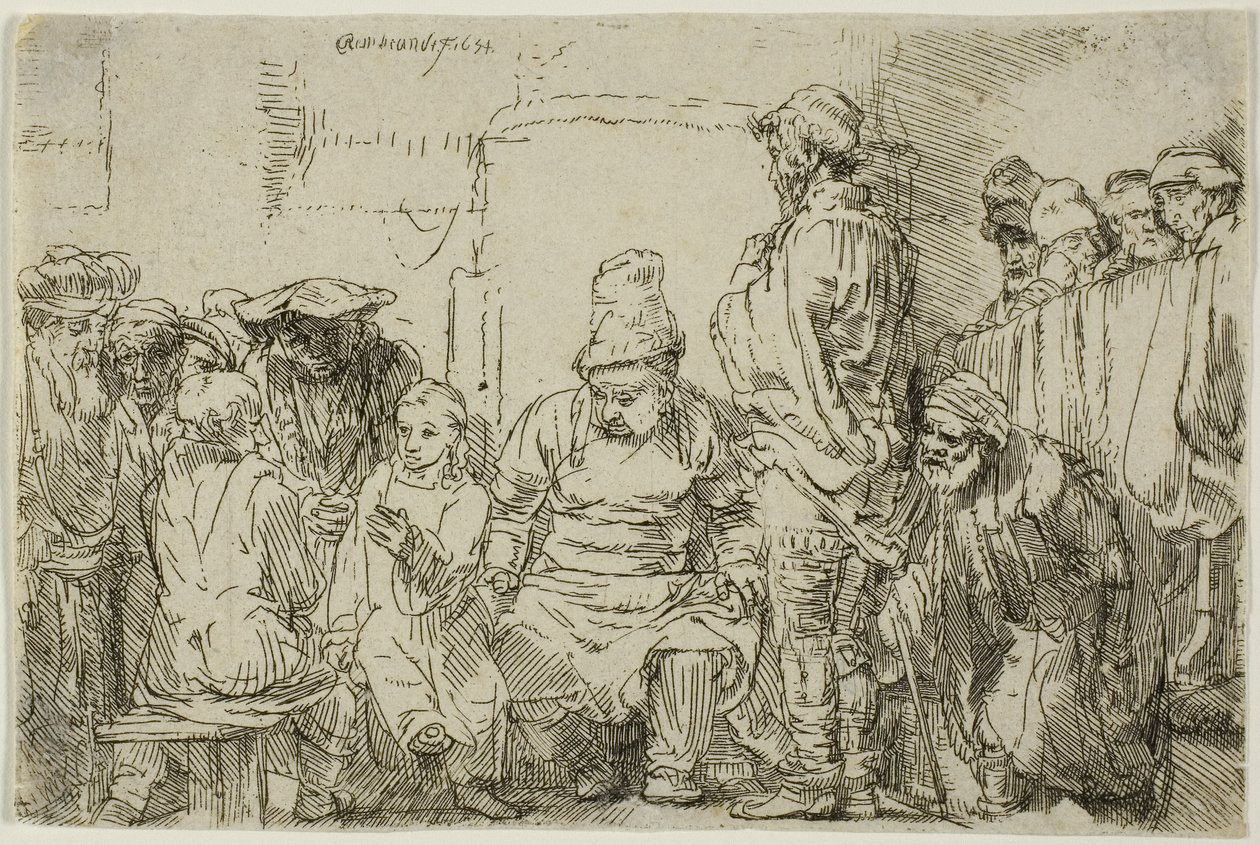 Cristo sentado discutiendo con los doctores de Rembrandt Harmensz. van Rijn