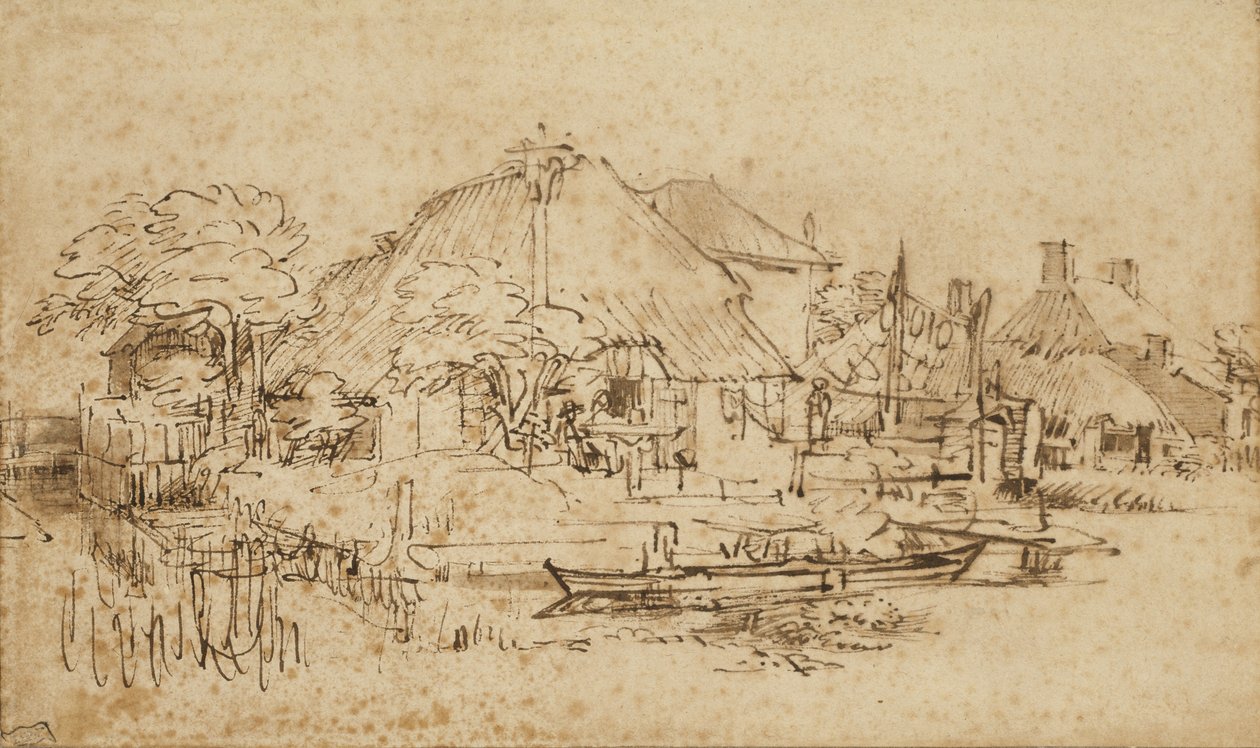 Cabaña junto a un canal, c.1650?-53 de Rembrandt van Rijn