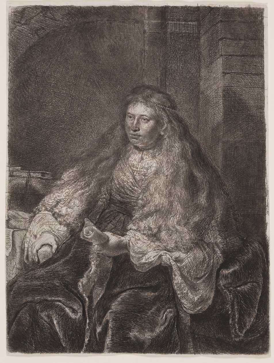 Chica con el pelo largo cayendo sobre sus hombros, o "La gran novia judía" de Rembrandt van Rijn