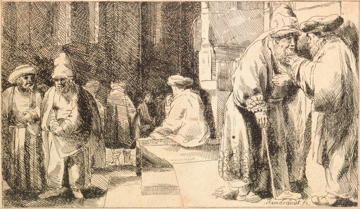 Judíos en la sinagoga de Rembrandt van Rijn