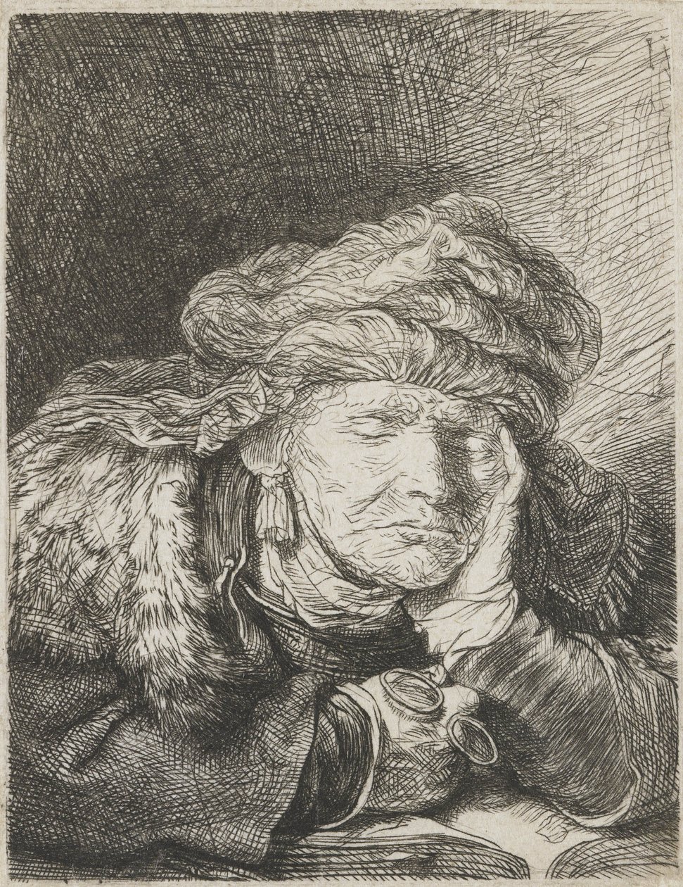 Anciana durmiendo de Rembrandt van Rijn