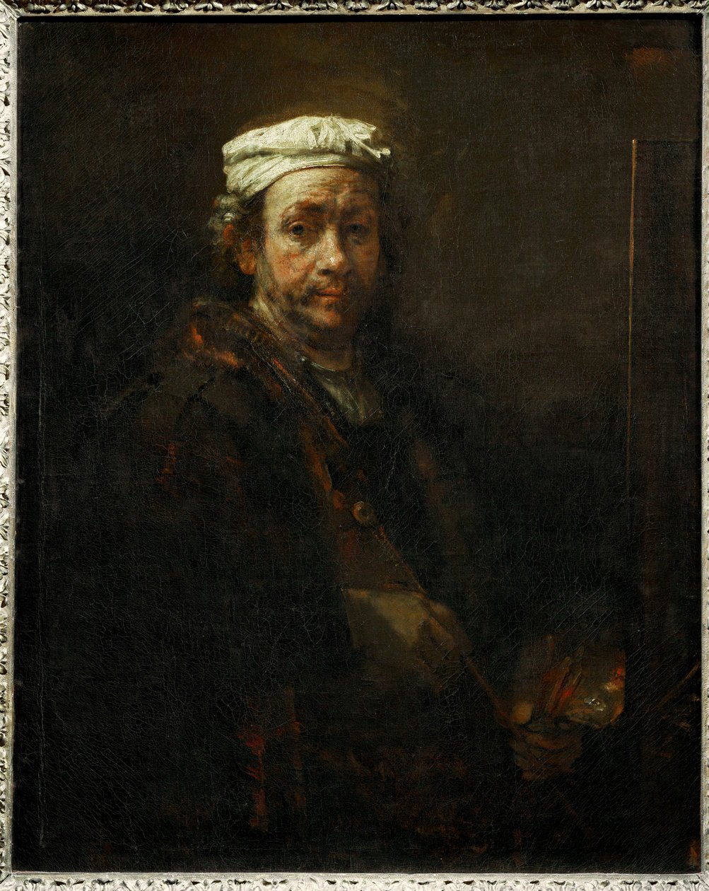 Retrato del artista en su caballete ... de Rembrandt Harmensz. van Rijn
