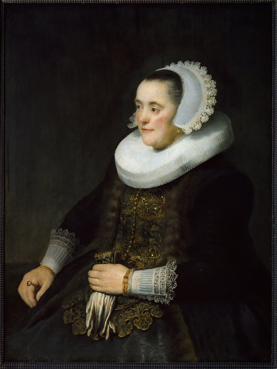 Retrato de una mujer burguesa holandesa con gorguera y tocado de Rembrandt van Rijn