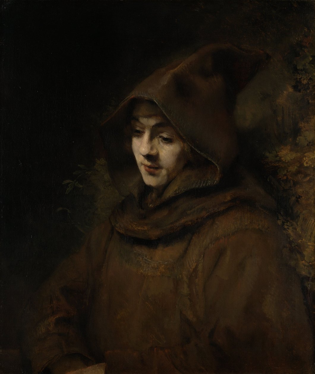 Tito, hijo de Rembrandt, con hábito de monje de Rembrandt van Rijn