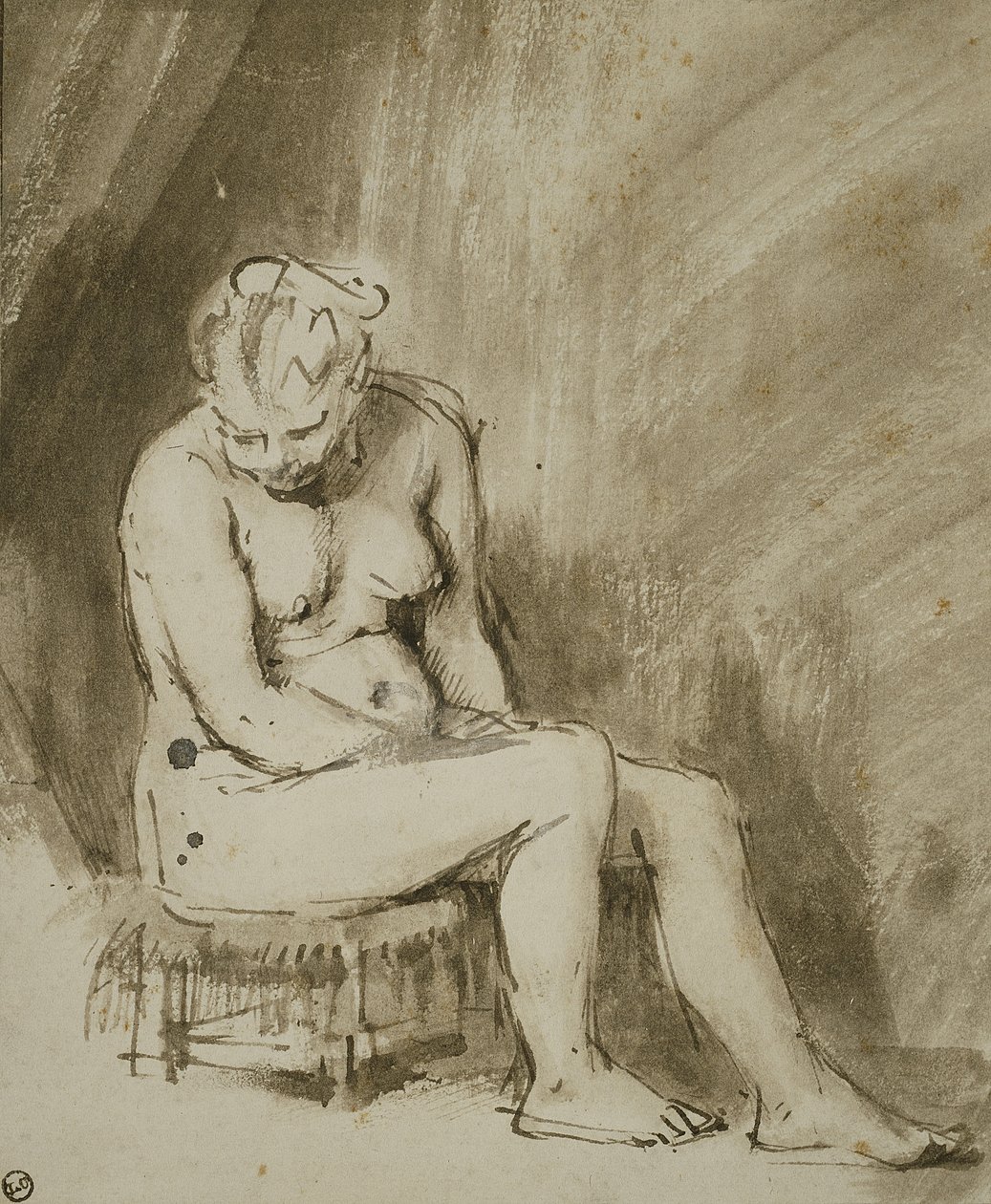 Desnudo femenino sentado de Rembrandt van Rijn