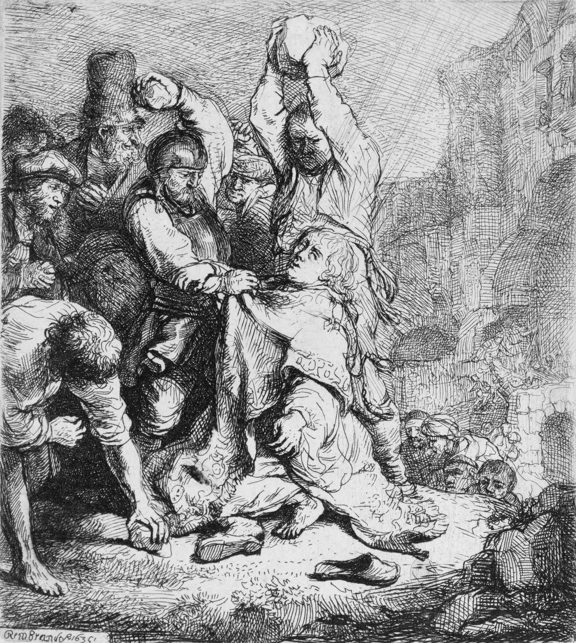 Apedreamiento de San Esteban de Rembrandt van Rijn