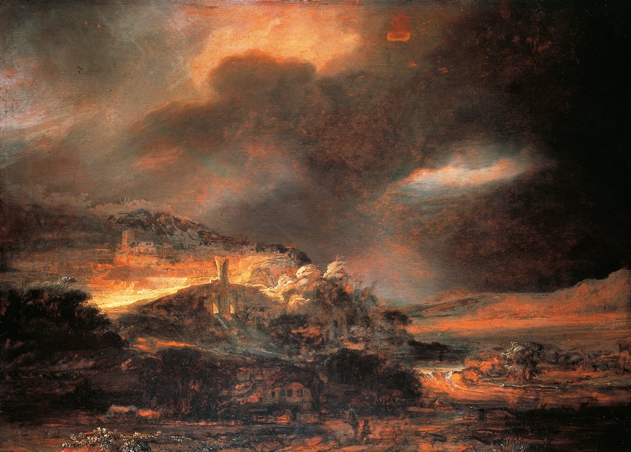 Paisaje tormentoso, c.1637/38 de Rembrandt Harmensz. van Rijn