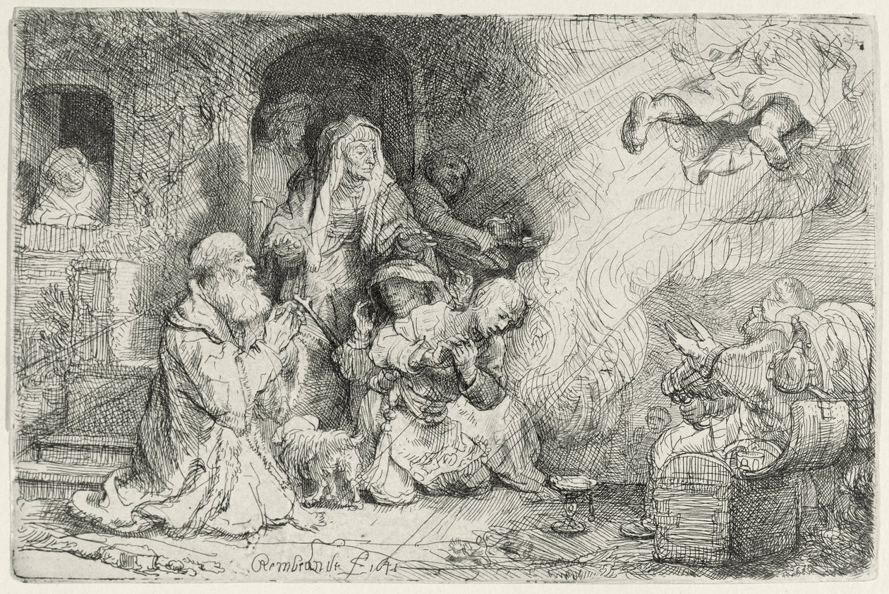 El ángel partiendo de la familia de Tobías de Rembrandt van Rijn