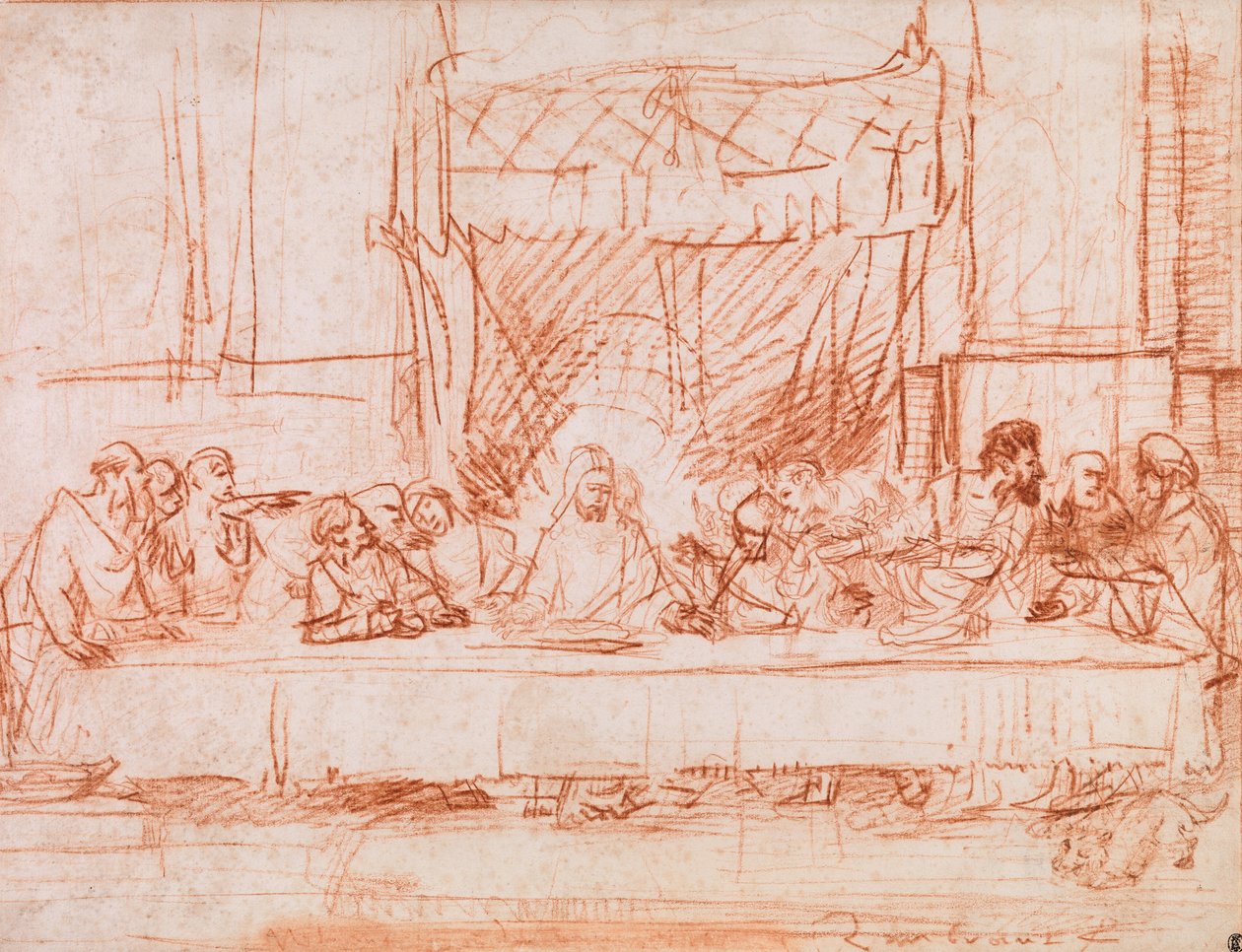 La última cena, después de Leonardo da Vinci de Rembrandt van Rijn